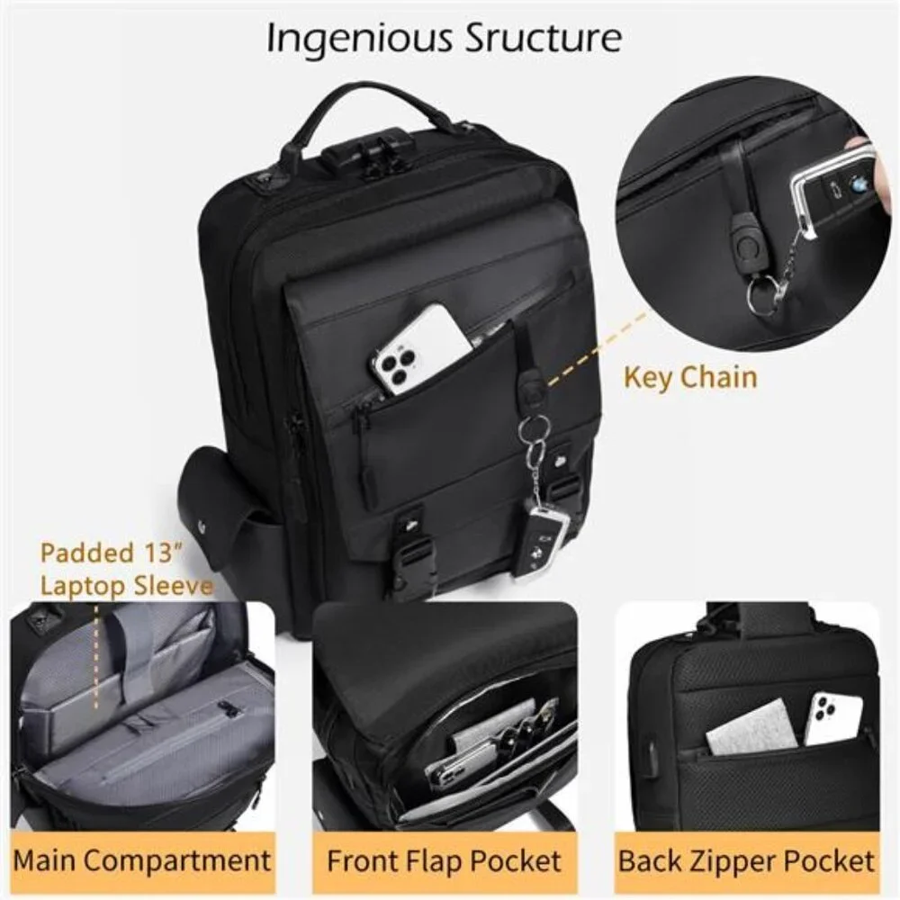 Leaper Crossbody Messenger Bag 13L Multi-pocket Satchel Sling Shoulder‎ for Men